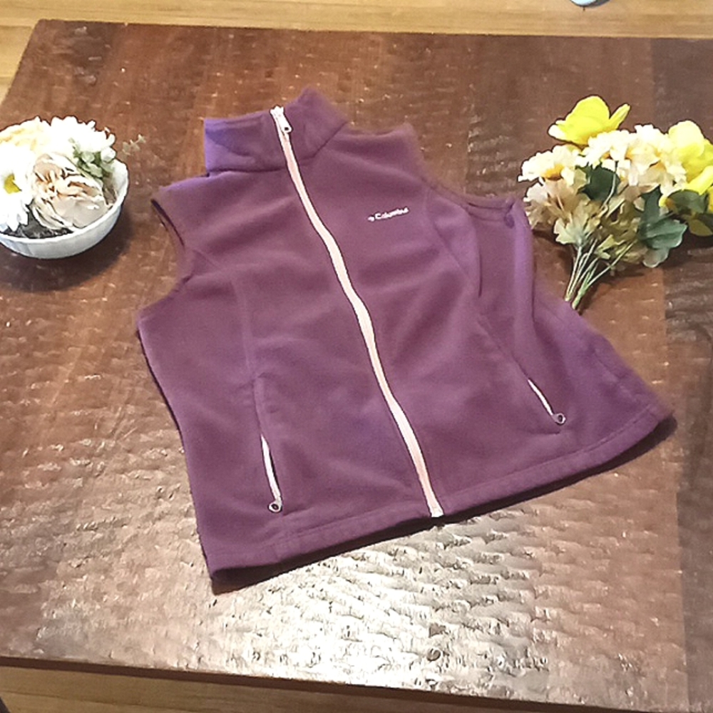 Women's Purple Columbia Zip Up Sweater/Vest,Size L